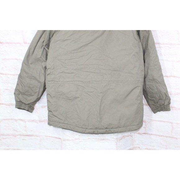 Vintage LL Bean Green Nylon Lined Zip Snaps Insulated Hooded Jacket Size L - Picture 4 of 9